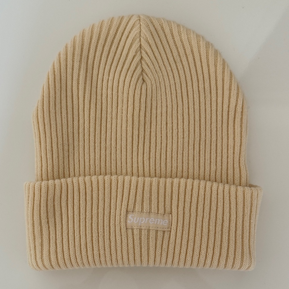 Unisex Supreme Beige Ribbed Beanie NWOT